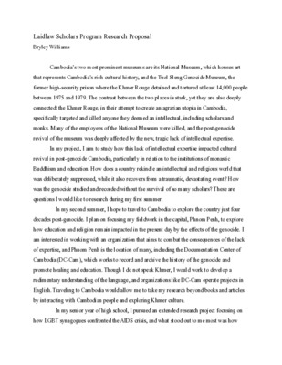 Laidlaw Scholars Program Research Proposal