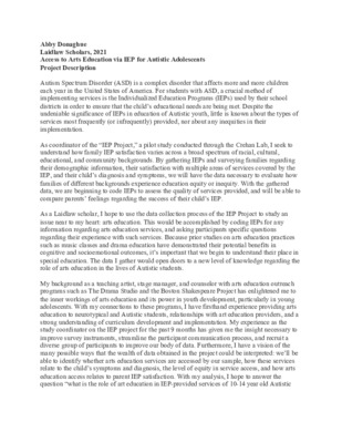 Research Proposal: Access to Arts Education for Autistic Students