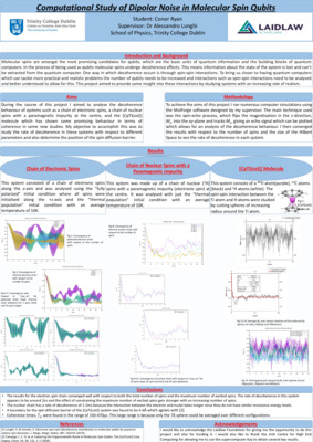 Summer 2021 Research Poster - Computational Study of Dipolar Noise in Molecular Spin Qubits