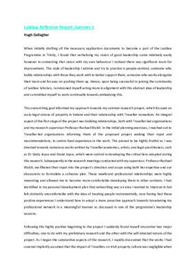 Reflective Report (Summer 2021)