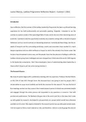 Reflective Report 2021