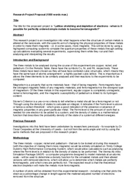 Sarah Joyce: Research Project Proposal