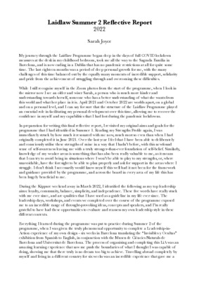 Reflective Report - Summer 2