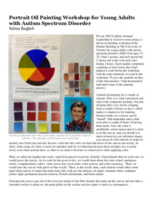 Oil Painting Workshop for Young Adults with Autism – Laidlaw 2022