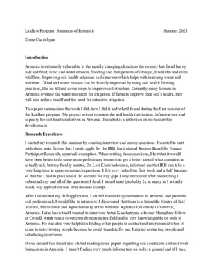 Summary of Research: Summer 2021