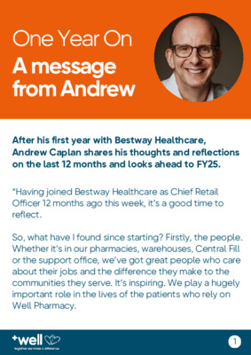 One Year On: A Message from Andrew