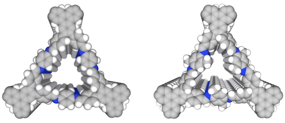Water cluster in hydrophobic crystalline porous covalent organic frameworks