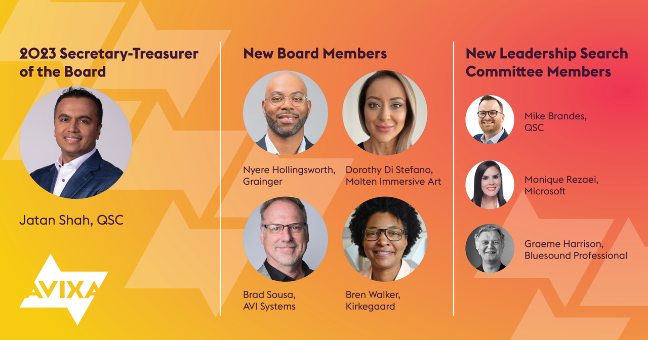 AVIXA anuncia a los nuevos miembros de su Junta Directiva 2023 y del Comité de Selección de Liderazgo
