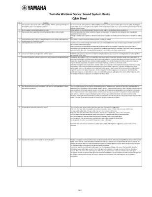 Q&A of Yamaha Webinar Series: Webinar 1 | 21 June 