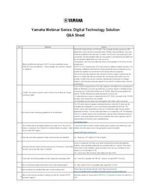 Q&A of Yamaha Webinar Series: Webinar 3 | 16 August