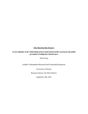 “The Word On The Tweets”: An investigation of the relationship between professional media’s portrayal and public perception of Indigenous homelessness