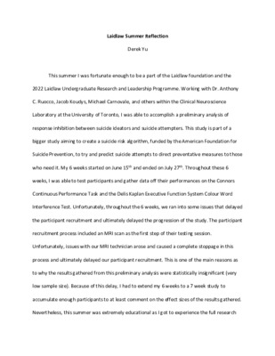 Laidlaw Summer Reflection