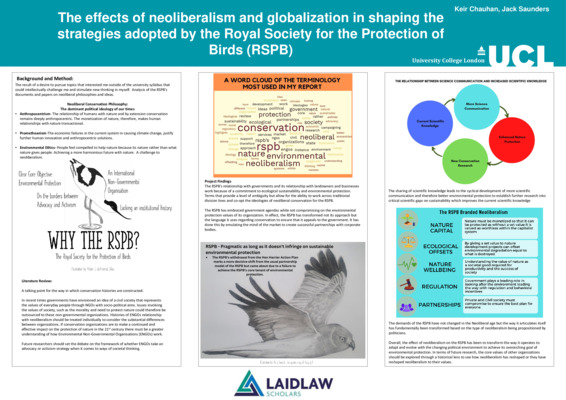 The effects of neoliberalism and globalization in shaping the strategies adopted by the Royal Society for the Protection of Birds (RSPB) Poster