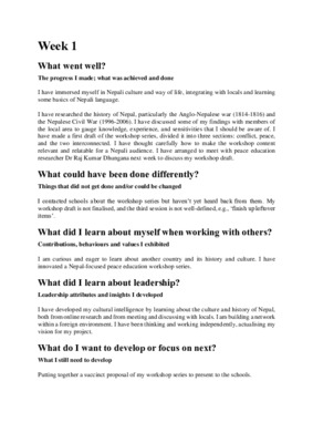 Peace Education Workshops Project Log