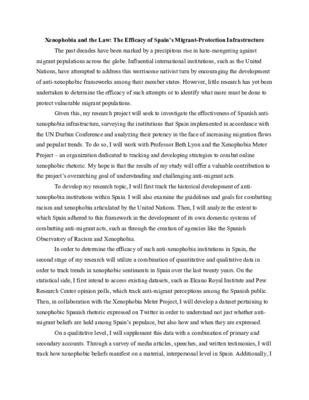 Summer 2022 Research Proposal - Xenophobia and the Law