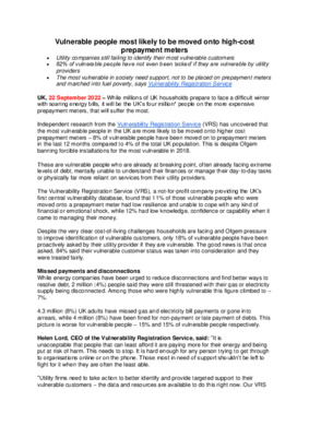 Vulnerable people most likely to be moved onto high-cost prepayment meters