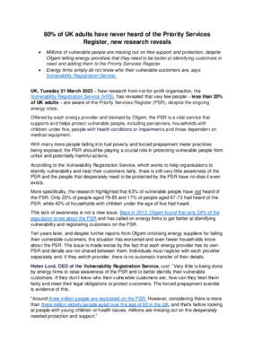 80% of UK adults have never heard of the Priority Services Register, new research reveals