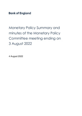 Monetary Policy Summary and minutes of the Monetary Policy Committee meeting ending on 3 August 2022 
