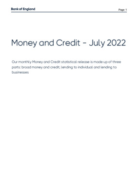 Money and Credit - July 2022