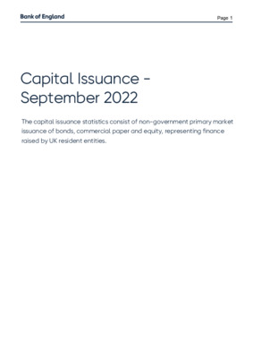 Capital Issuance - September 2022