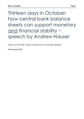 Thirteen days in October: how central bank balance sheets can support monetary and financial stability − speech by Andrew Hauser
