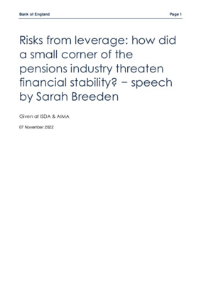 Risks from leverage: how did a small corner of the pensions industry threaten financial stability? − speech by Sarah Breeden