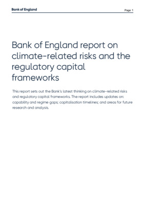 Bank of England report on climate-related risks and the regulatory capital frameworks