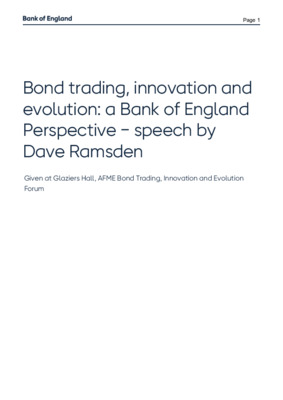 Bond trading, innovation and evolution: a Bank of England Perspective − speech by Dave Ramsden