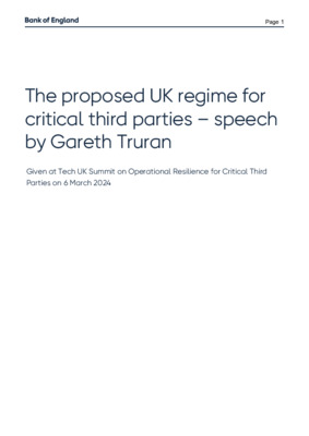 The proposed UK regime for critical third parties – speech by Gareth Truran
