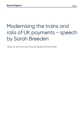 Modernising the trains and rails of UK payments − speech by Sarah Breeden