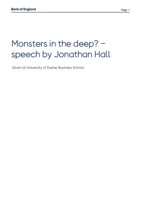 Monsters in the deep? − speech by Jonathan Hall