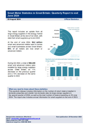 Smart Meter Statistics in Great Britain: Quarterly Report to end June 2024