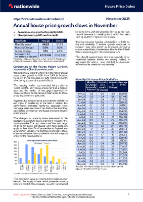 Annual house price growth slows in November