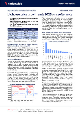 UK house price growth ends 2025 on a softer note