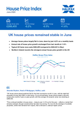 UK house prices remained stable in June