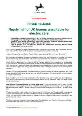 Nearly half of UK homes unsuitable for electric cars