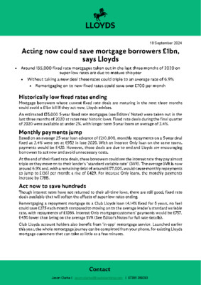 Acting now could save mortgage borrowers £1bn, says Lloyds