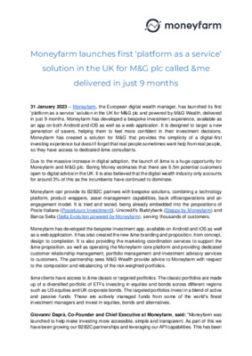 Moneyfarm launches first ‘platform as a service’ solution in the UK for M&G plc called &me delivered in just 9 months