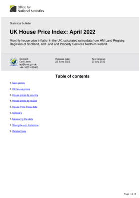 UK House Price Index April 2022