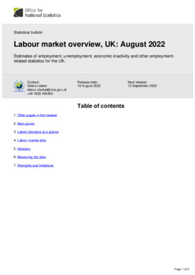 Labour market overview, UK August 2022 