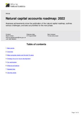 Natural capital accounts roadmap: 2022