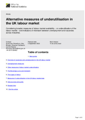 Alternative measures of underutilisation in the UK labour market