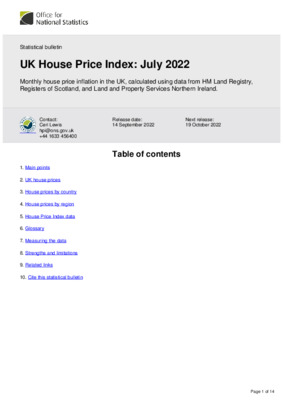 UK House Price Index July 2022