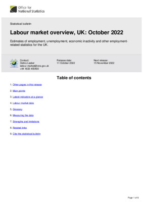 Labour market overview, UK October 2022