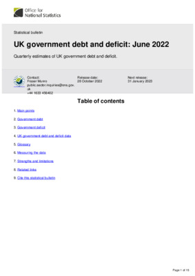 UK government debt and deficit: June 2022