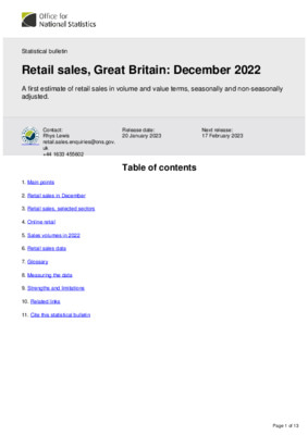 Retail sales, Great Britain: December 2022