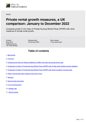 Private rental growth measures, a UK comparison: January to December 2022