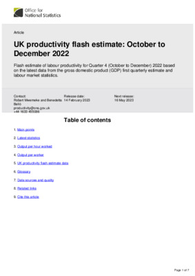UK productivity flash estimate: October to December 2022
