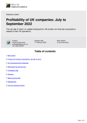 Profitability of UK companies: July to September 2022