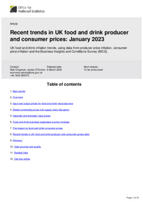 Recent trends in UK food and drink producer and consumer prices: January 2023